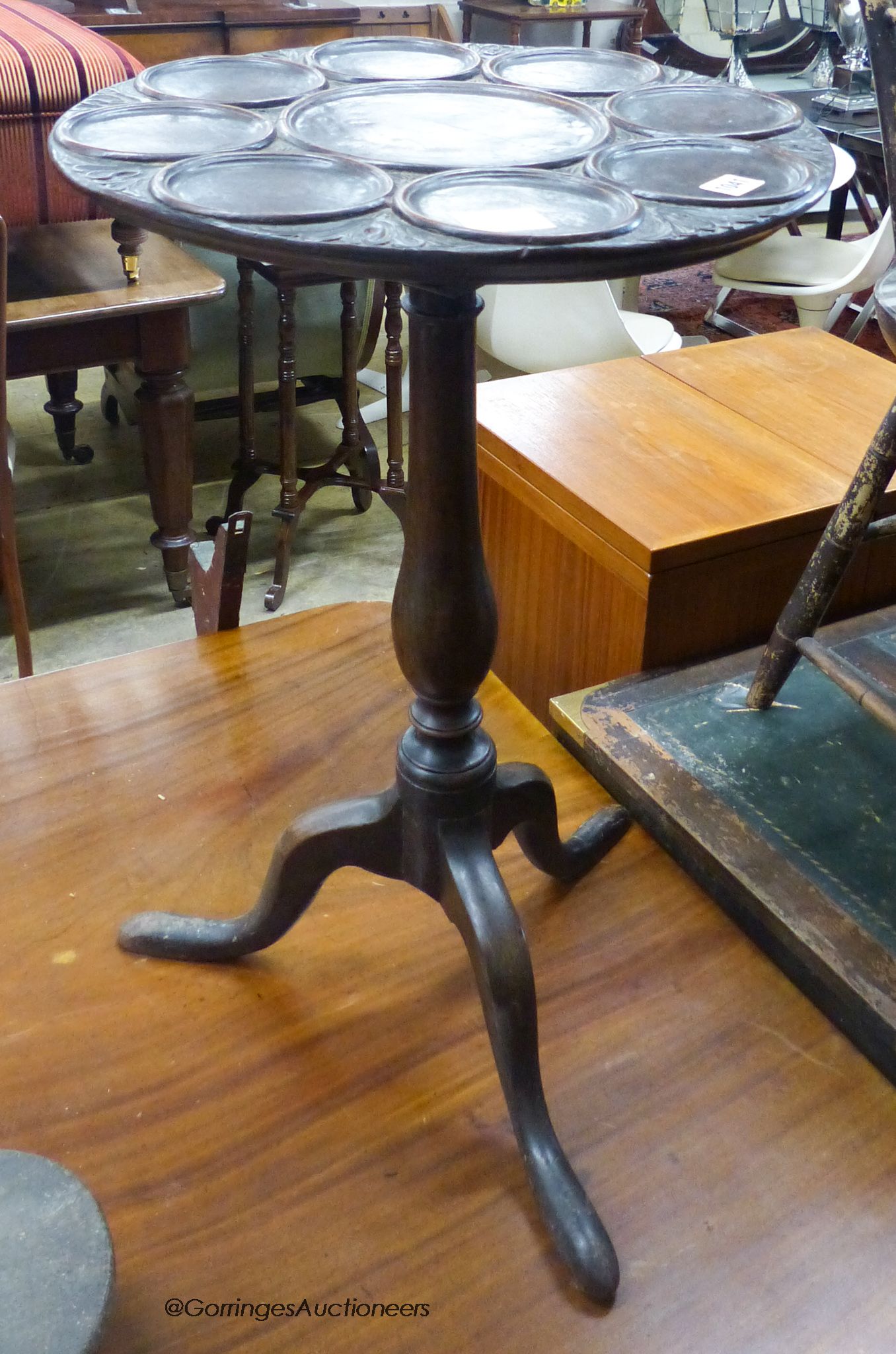 A mahogany tripod table, 43cm, diameter, height 66cm